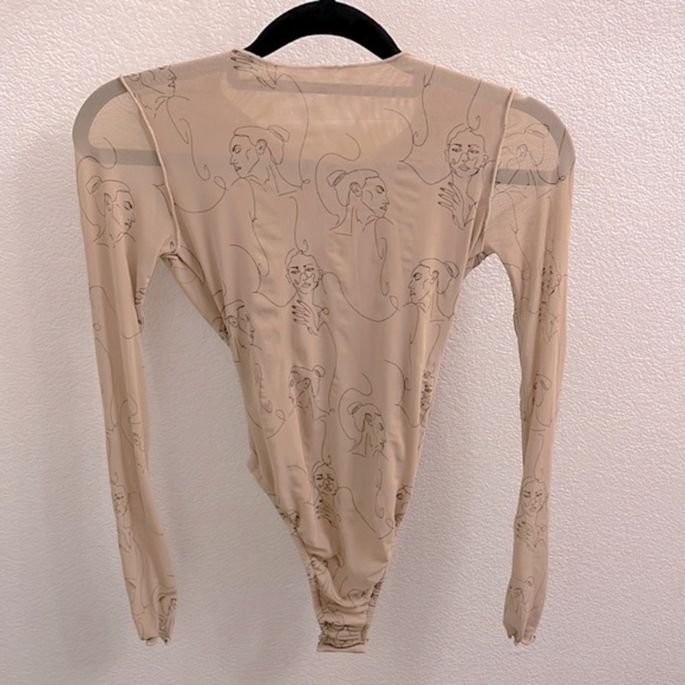 Maniere De Voir Art Mesh Thong Bodysuit